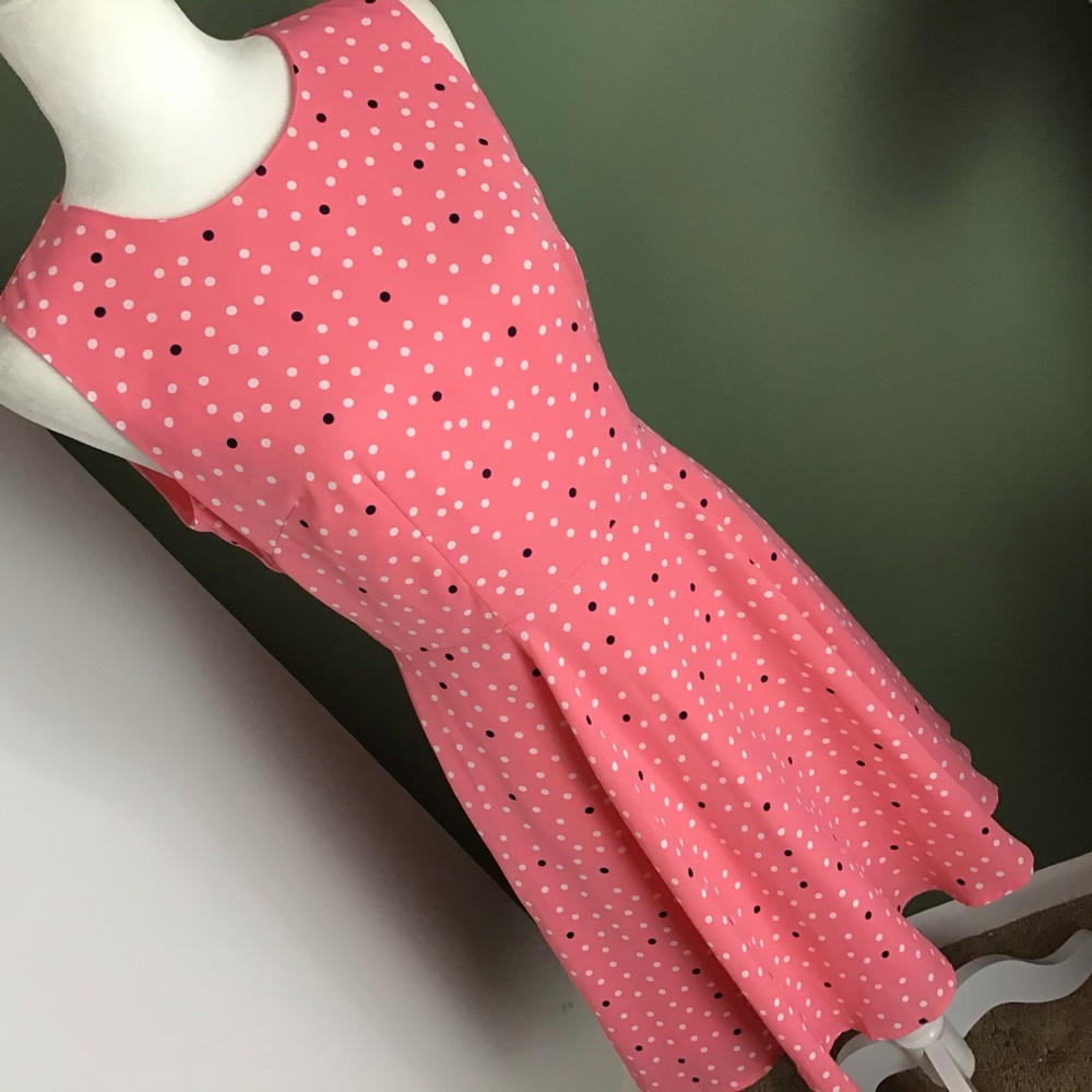 Maison Jules | Pink Dress w White & Navy Polka Dot